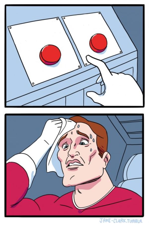 Two Buttons meme about Wonderskin