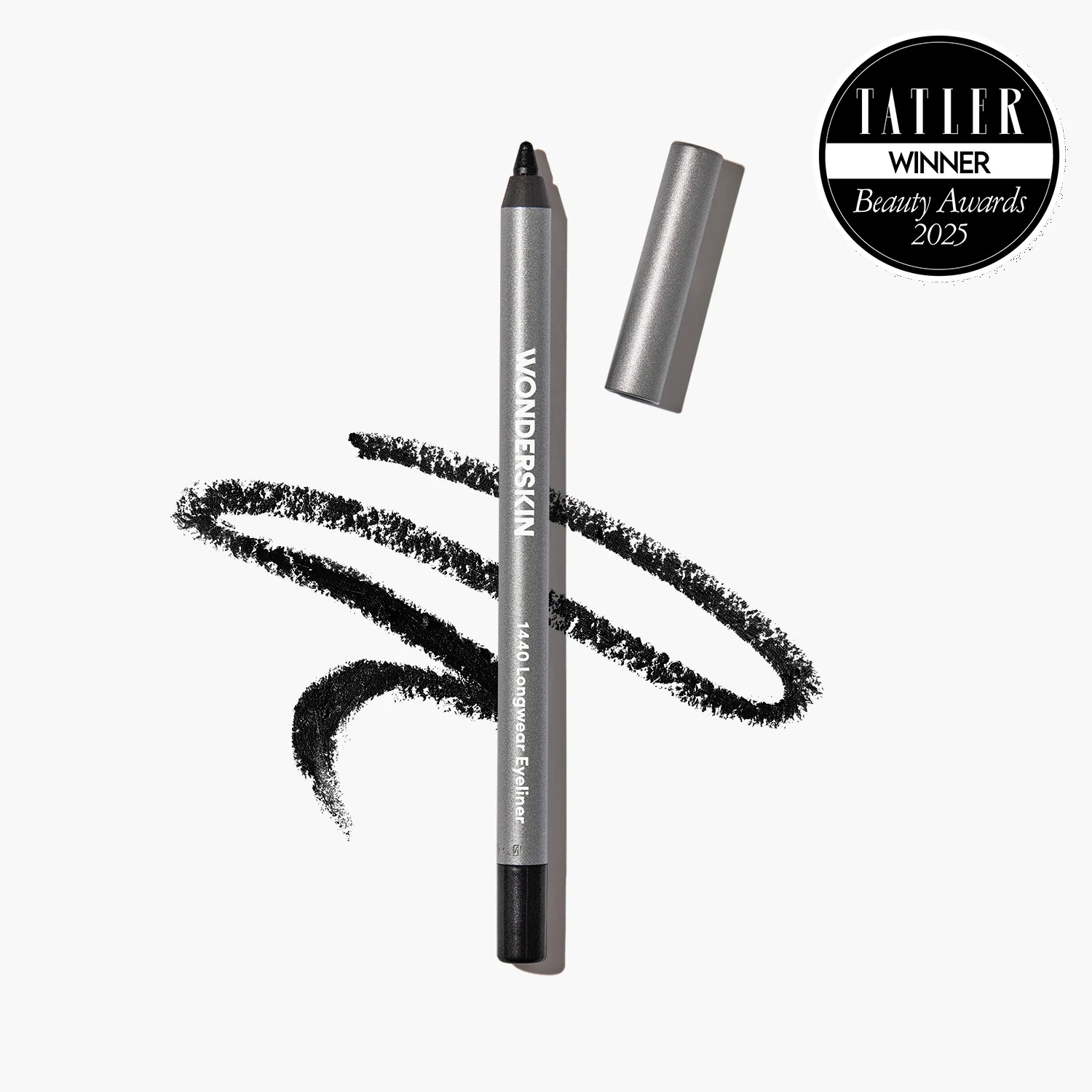 1440 Longwear Eyeliner pencil beside its cap and a black scribble